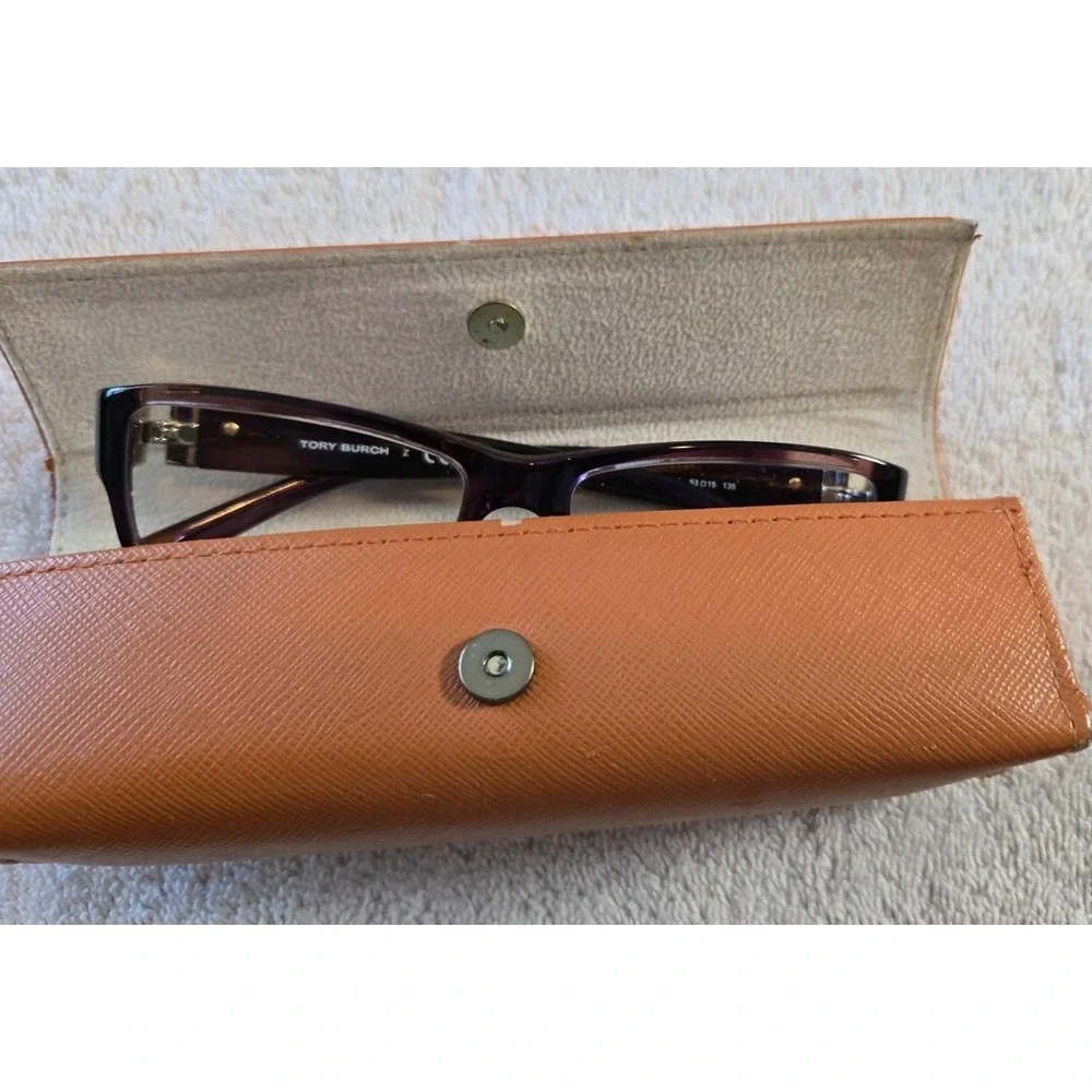 Tory Burch Brown With Purple Tint Eyewear with Gold Accent With Prescription Len